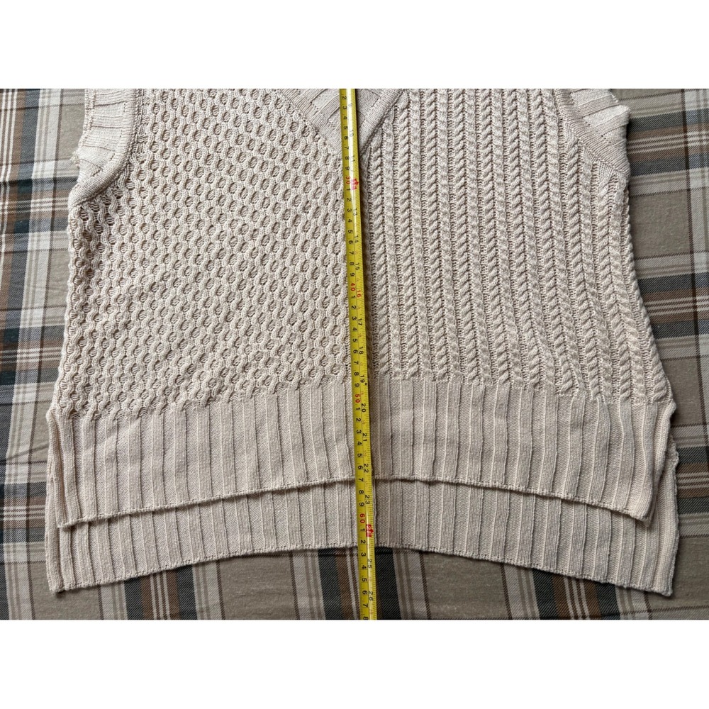 Altar'd State Cream Cable Knit Sweater Vest V-Neck Sleeveless Boho Beige Medium - Picture 6 of 8